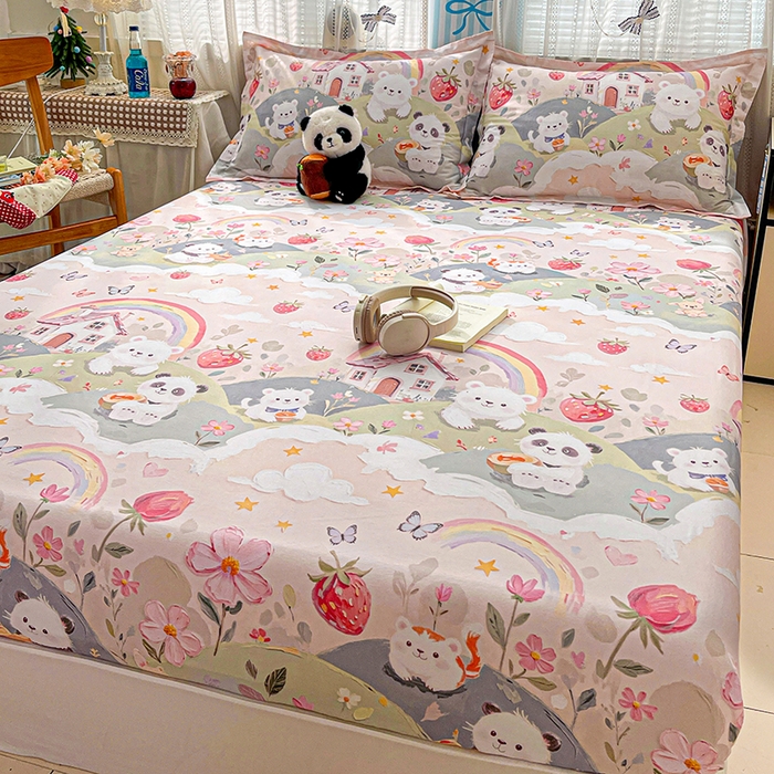 91家纺网 家纺一手货源 找家纺 大柏树 2026新款全棉纯棉13376印花单床笠单品床笠床笠单件 花间小熊