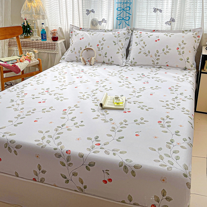 91家纺网 家纺一手货源 找家纺 大柏树 2026新款全棉纯棉13376印花单床笠单品床笠床笠单件 花自红-绿