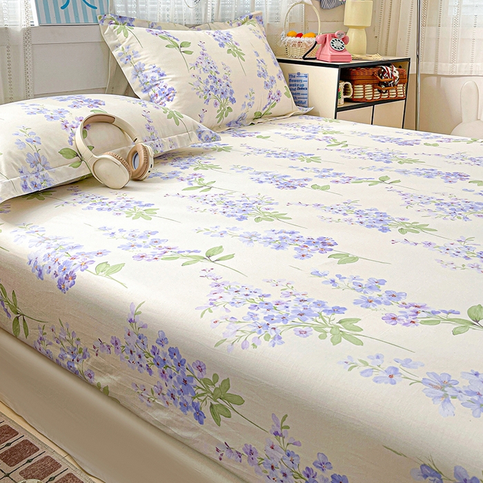 91家纺网 家纺一手货源 找家纺 大柏树 2026新款全棉纯棉13376印花单床笠单品床笠床笠单件 花织梦紫