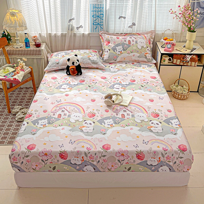 91家纺网 家纺一手货源 找家纺 大柏树 2026新款全棉纯棉13376印花单床笠单品床笠床笠单件 花间小熊