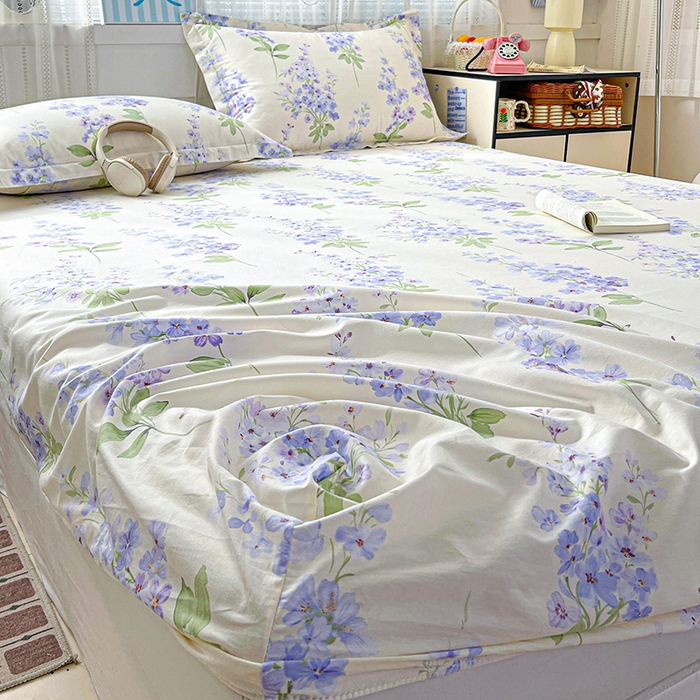 91家纺网 家纺一手货源 找家纺 大柏树 2026新款全棉纯棉13376印花单床笠单品床笠床笠单件 花织梦紫