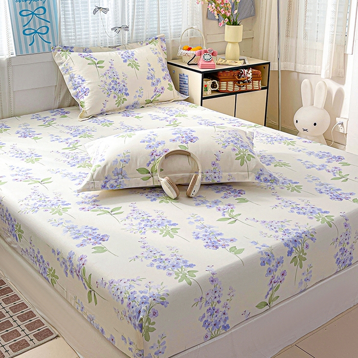 91家纺网 家纺一手货源 找家纺 大柏树 2026新款全棉纯棉13376印花单床笠单品床笠床笠单件 花织梦紫