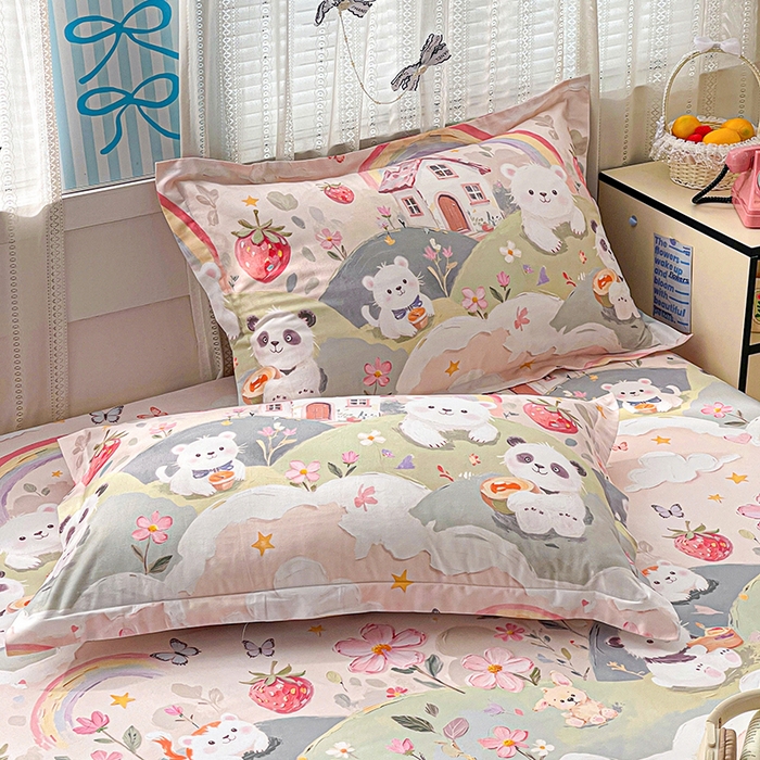 91家纺网 家纺一手货源 找家纺 大柏树 2026新款全棉纯棉13376印花单床笠单品床笠床笠单件 花间小熊