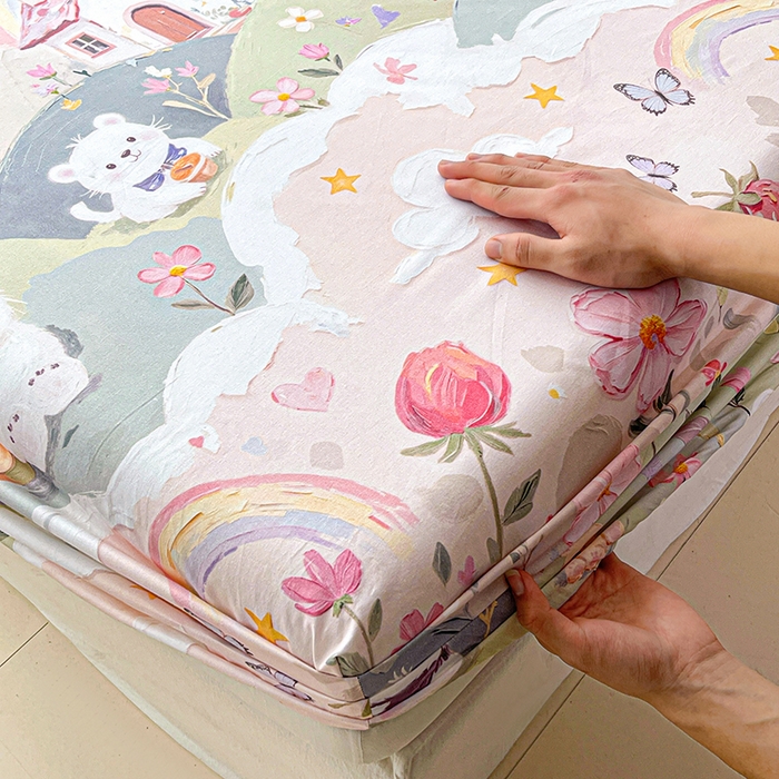 91家纺网 家纺一手货源 找家纺 大柏树 2026新款全棉纯棉13376印花单床笠单品床笠床笠单件 花间小熊