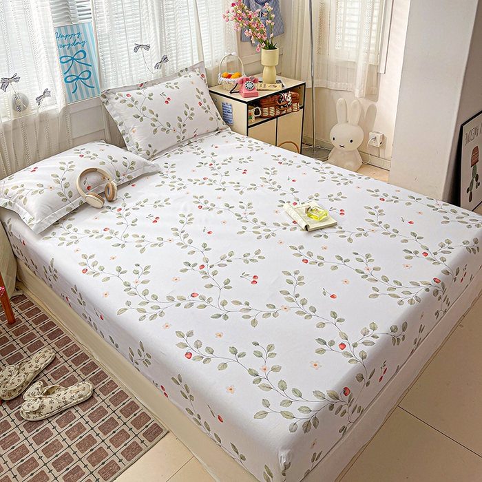 91家纺网 家纺一手货源 找家纺 大柏树 2026新款全棉纯棉13376印花单床笠单品床笠床笠单件 花自红-绿