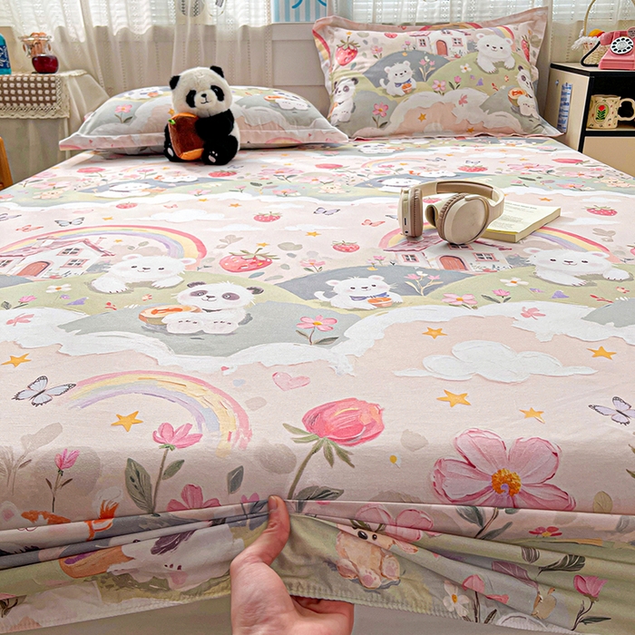 91家纺网 家纺一手货源 找家纺 大柏树 2026新款全棉纯棉13376印花单床笠单品床笠床笠单件 花间小熊