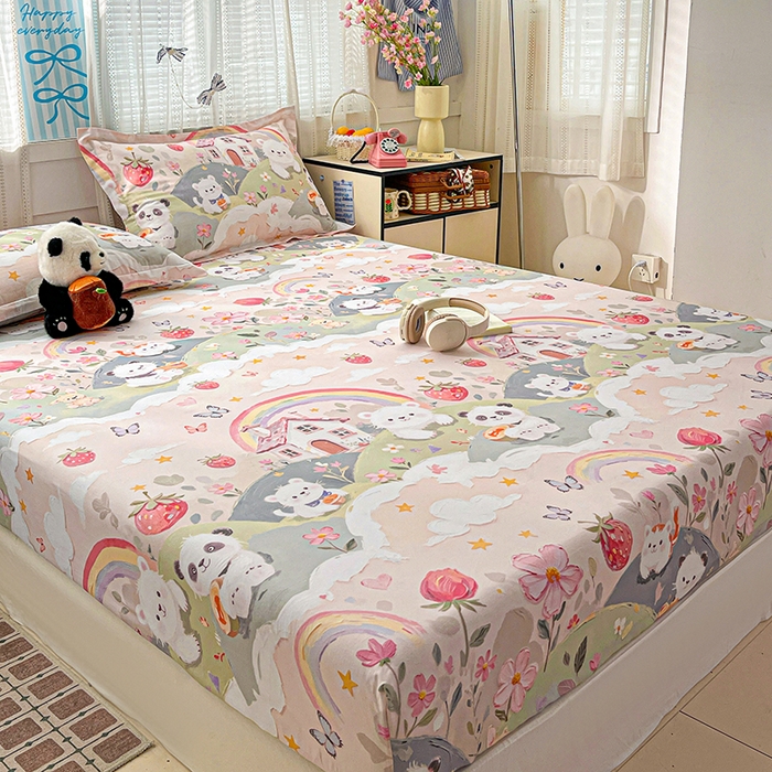 91家纺网 家纺一手货源 找家纺 大柏树 2026新款全棉纯棉13376印花单床笠单品床笠床笠单件 花间小熊