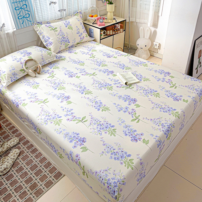 91家纺网 家纺一手货源 找家纺 大柏树 2026新款全棉纯棉13376印花单床笠单品床笠床笠单件 花织梦紫