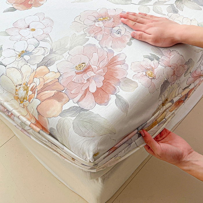 91家纺网 家纺一手货源 找家纺 大柏树 2026新款全棉纯棉13376印花单床笠单品床笠床笠单件 云纱粉