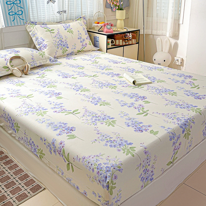 91家纺网 家纺一手货源 找家纺 大柏树 2026新款全棉纯棉13376印花单床笠单品床笠床笠单件 花织梦紫