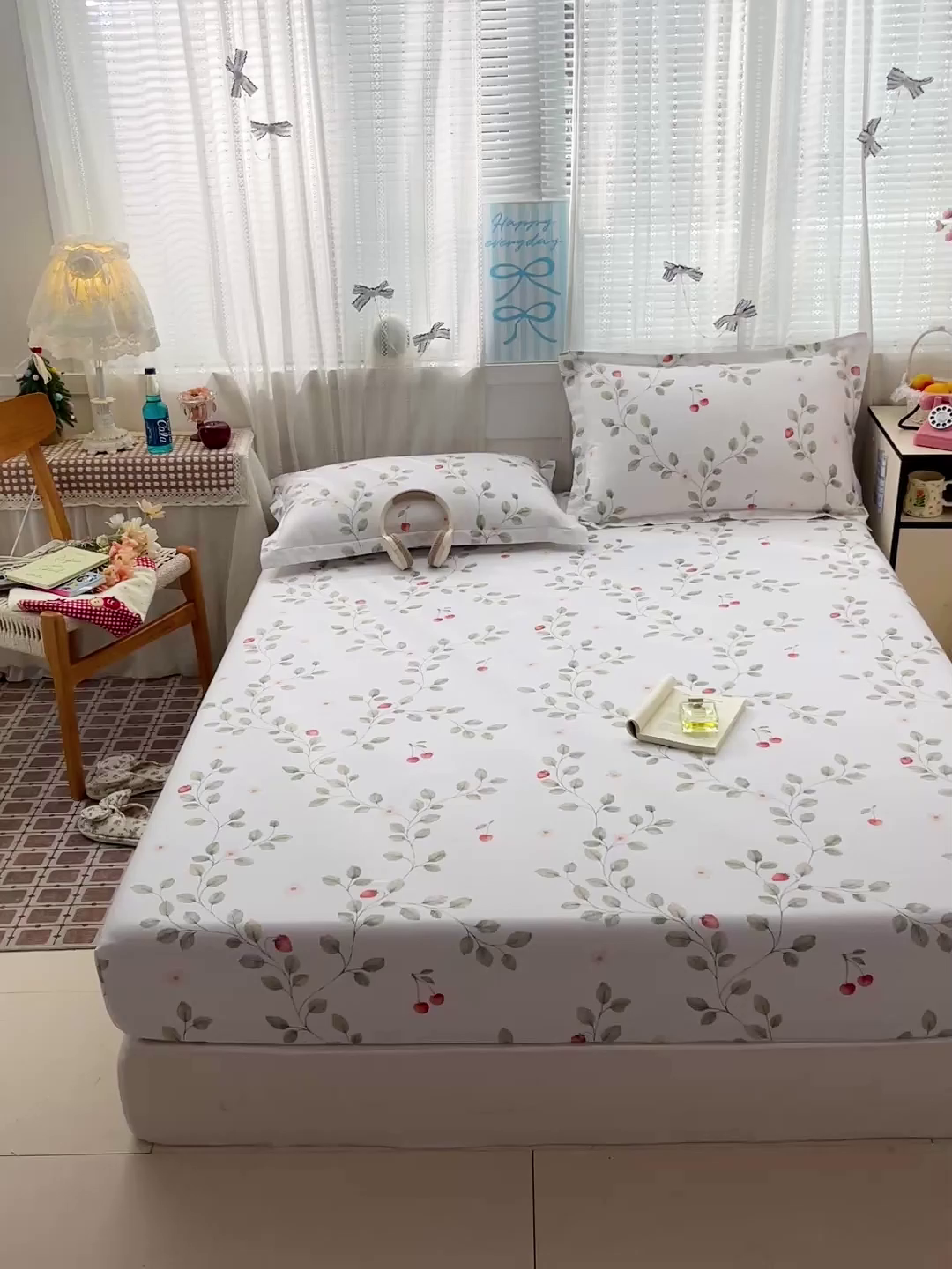 91家纺网 家纺一手货源 找家纺 大柏树 2026新款全棉纯棉13376印花单床笠单品床笠床笠单件 花自红-绿