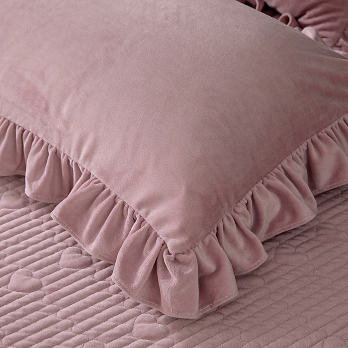 91家纺网 家纺一手货源 找家纺 莉迪娅 2026新款宝宝绒绣花床盖四件套婴儿绒纯色牛奶绒-Do系列 Do-豆沙