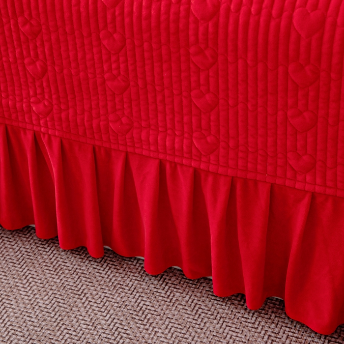 91家纺网 家纺一手货源 找家纺 莉迪娅 2026新款宝宝绒绣花床盖四件套婴儿绒纯色牛奶绒-Do系列 Do-大红