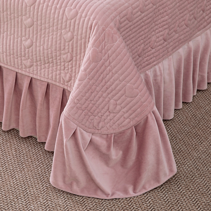 91家纺网 家纺一手货源 找家纺 莉迪娅 2026新款宝宝绒绣花床盖四件套婴儿绒纯色牛奶绒-Do系列 Do-豆沙