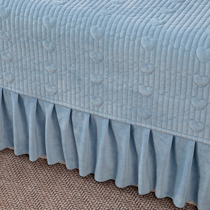 91家纺网 家纺一手货源 找家纺 莉迪娅 2026新款宝宝绒绣花床盖四件套婴儿绒纯色牛奶绒-Do系列 Do-天蓝