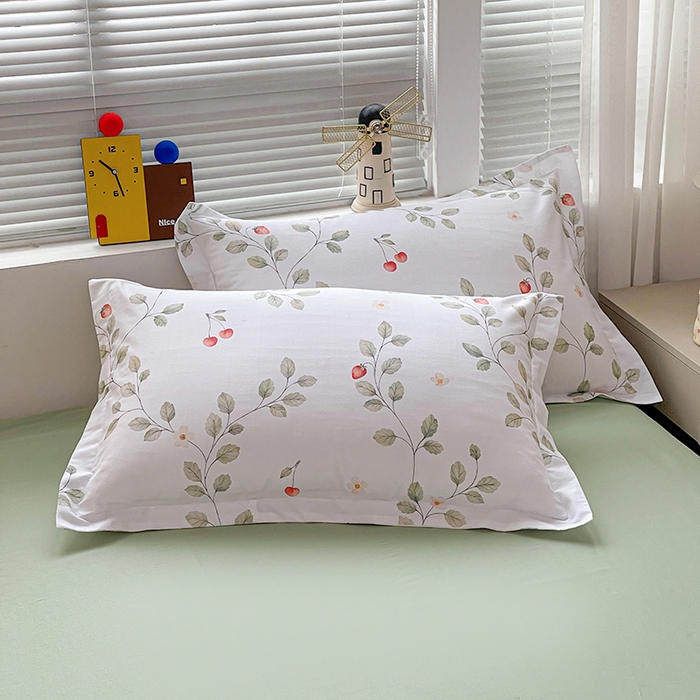 大柏树 2026新款全棉纯棉13376印花单枕套单品枕套枕套单件 花自红-绿