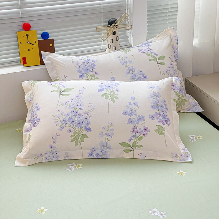 大柏树 2026新款全棉纯棉13376印花单枕套单品枕套枕套单件 花织梦紫