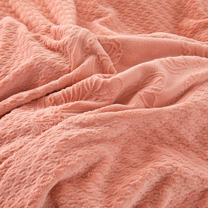 91家纺网 家纺一手货源 找家纺 莉迪娅 2026新款立体雕花牛奶绒床盖四件套-轻奢花语 轻奢花语-橘色