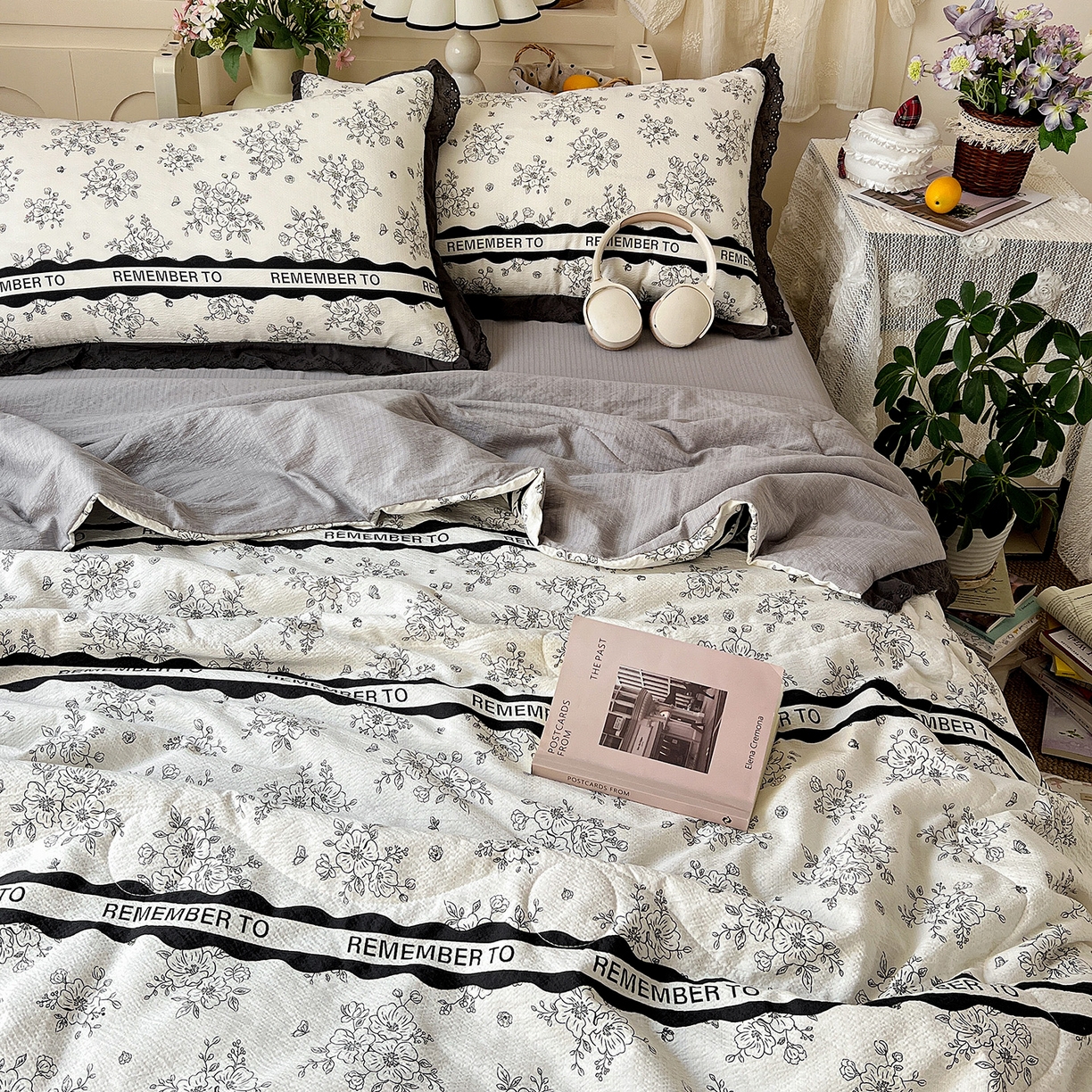 91家纺网 家纺一手货源 找家纺 瑞禾家纺 2026新款彩色花边木棉皱皱纱夏被四件套 赫本