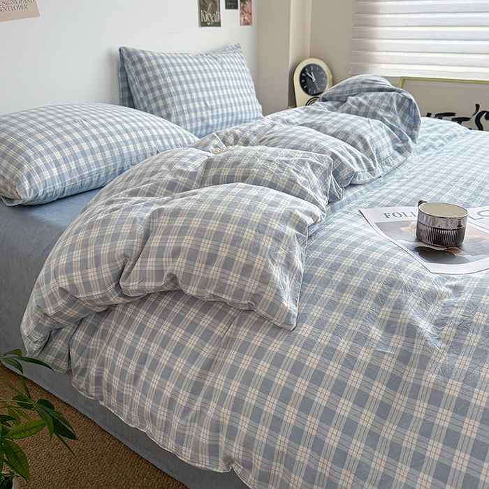 91家纺网 家纺一手货源 找家纺 大柏树 2026新款全棉纯棉水洗棉四件套 奶油兰