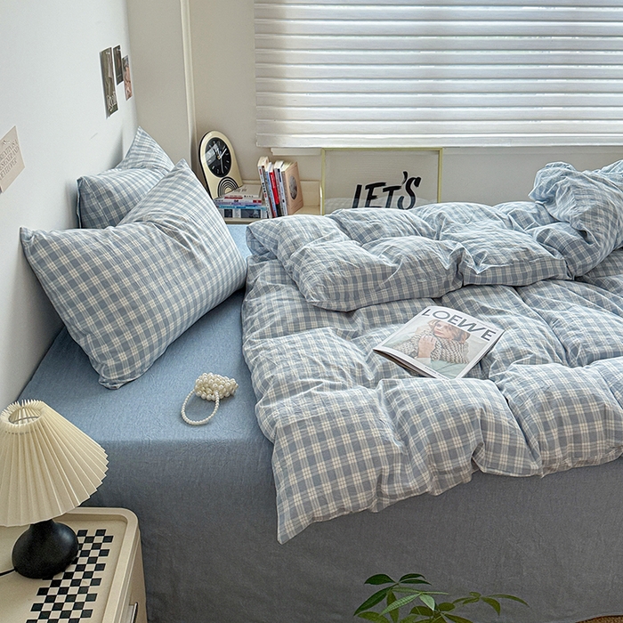 91家纺网 家纺一手货源 找家纺 大柏树 2026新款全棉纯棉水洗棉四件套 奶油兰