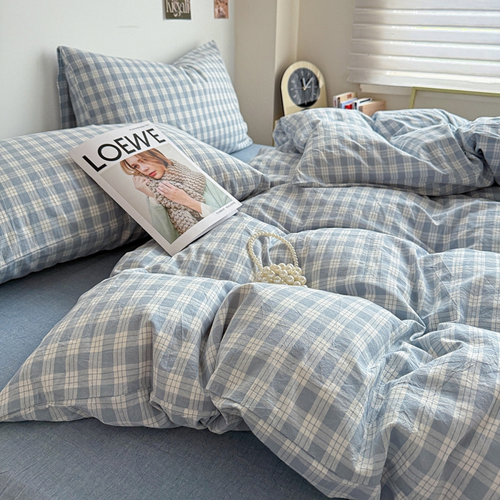 91家纺网 家纺一手货源 找家纺 大柏树 2026新款全棉纯棉水洗棉四件套 奶油兰