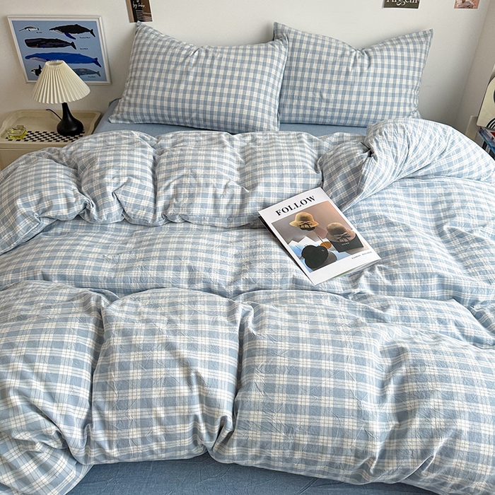 91家纺网 家纺一手货源 找家纺 大柏树 2026新款全棉纯棉水洗棉四件套 奶油兰