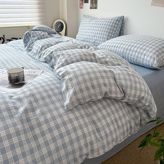 91家纺网 家纺一手货源 找家纺 大柏树 2026新款全棉纯棉水洗棉四件套 奶油兰