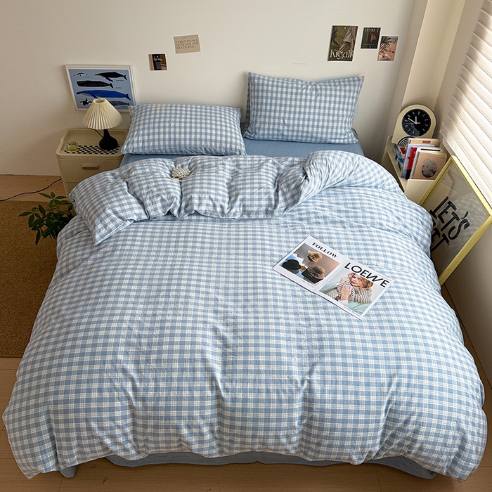 91家纺网 家纺一手货源 找家纺 大柏树 2026新款全棉纯棉水洗棉四件套 奶油兰