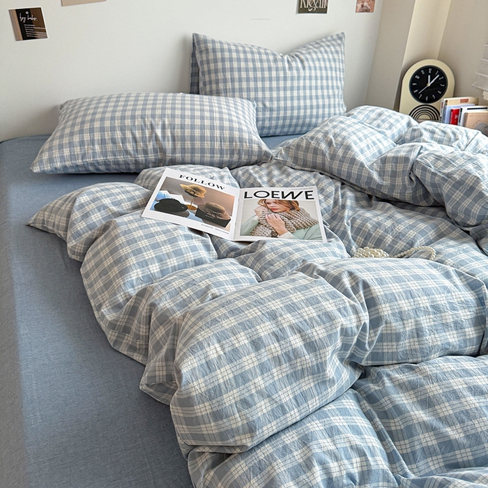 91家纺网 家纺一手货源 找家纺 大柏树 2026新款全棉纯棉水洗棉四件套 奶油兰