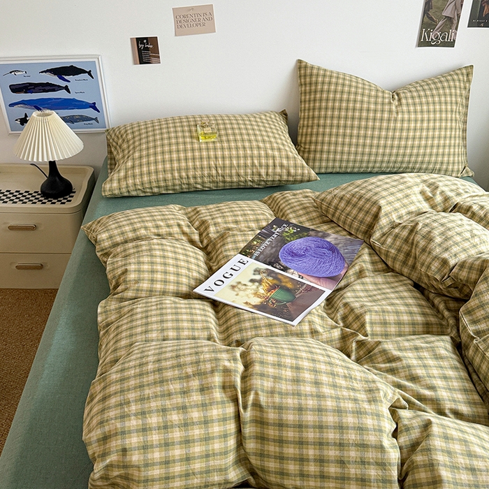 91家纺网 家纺一手货源 找家纺 大柏树 2026新款全棉纯棉水洗棉四件套 浣花绿