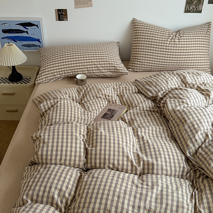 91家纺网 家纺一手货源 找家纺 大柏树 2026新款全棉纯棉水洗棉四件套 朵拉灰