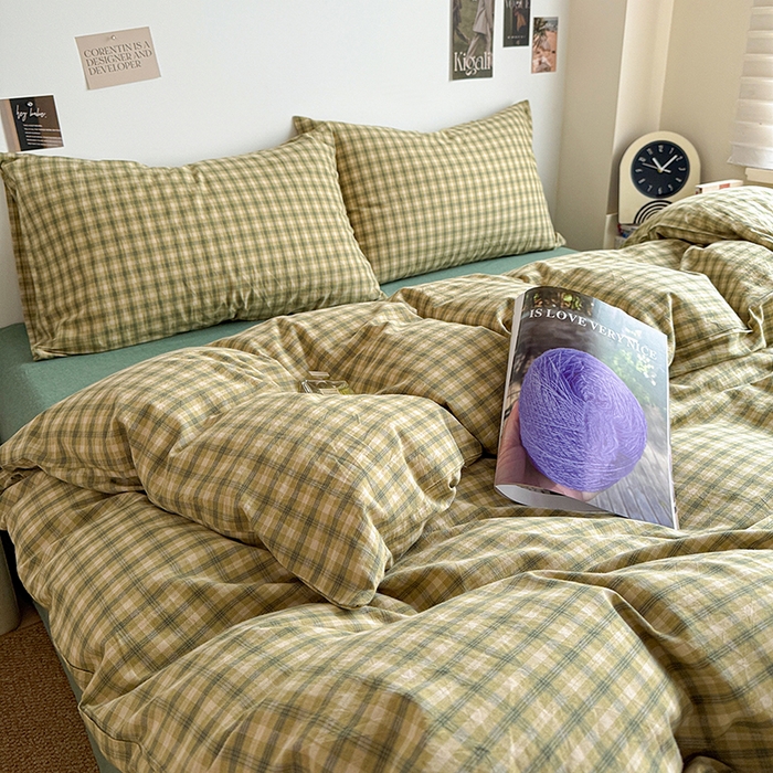 91家纺网 家纺一手货源 找家纺 大柏树 2026新款全棉纯棉水洗棉四件套 浣花绿