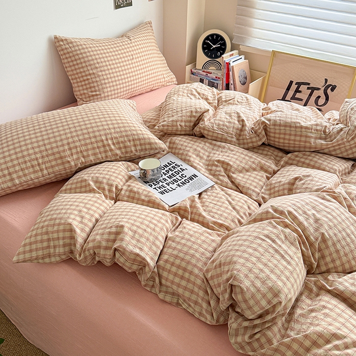 91家纺网 家纺一手货源 找家纺 大柏树 2026新款全棉纯棉水洗棉四件套 朵拉粉