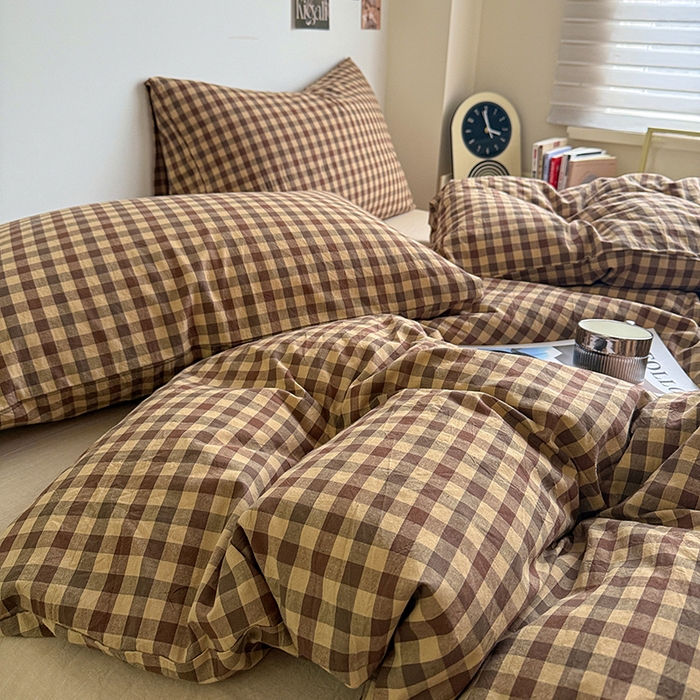 91家纺网 家纺一手货源 找家纺 大柏树 2026新款全棉纯棉水洗棉四件套 巴恩咖