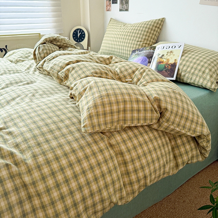 91家纺网 家纺一手货源 找家纺 大柏树 2026新款全棉纯棉水洗棉四件套 浣花绿