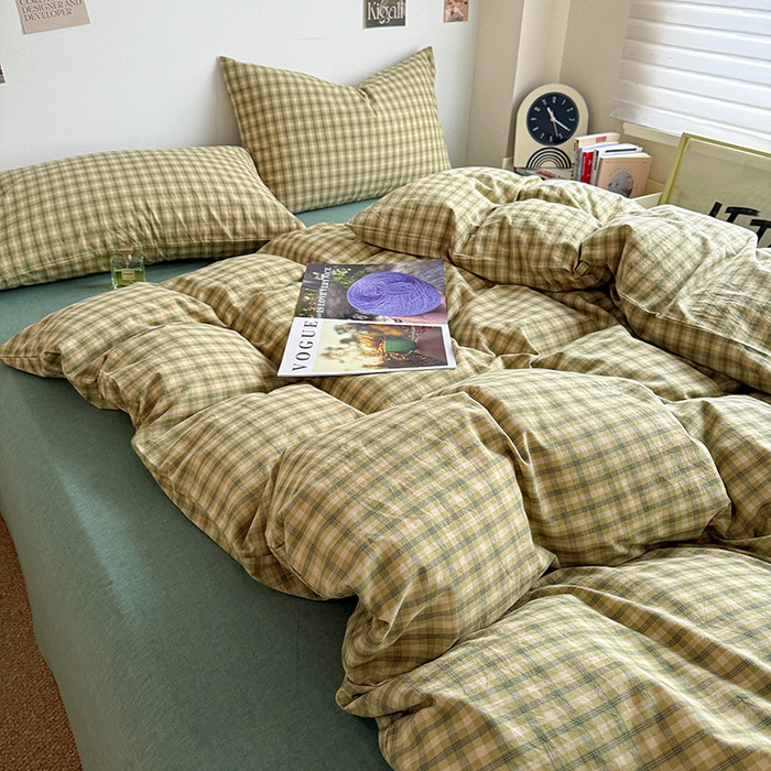 91家纺网 家纺一手货源 找家纺 大柏树 2026新款全棉纯棉水洗棉四件套 浣花绿