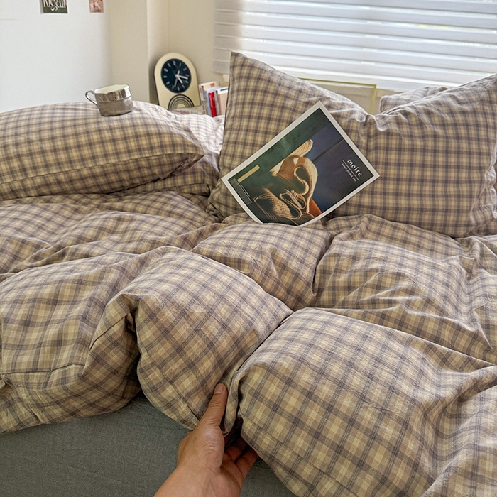 91家纺网 家纺一手货源 找家纺 大柏树 2026新款全棉纯棉水洗棉四件套 浣花灰