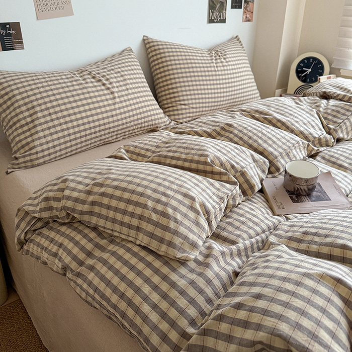 91家纺网 家纺一手货源 找家纺 大柏树 2026新款全棉纯棉水洗棉四件套 朵拉灰