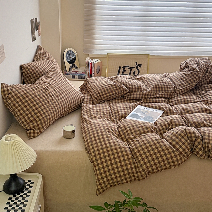 91家纺网 家纺一手货源 找家纺 大柏树 2026新款全棉纯棉水洗棉四件套 巴恩咖