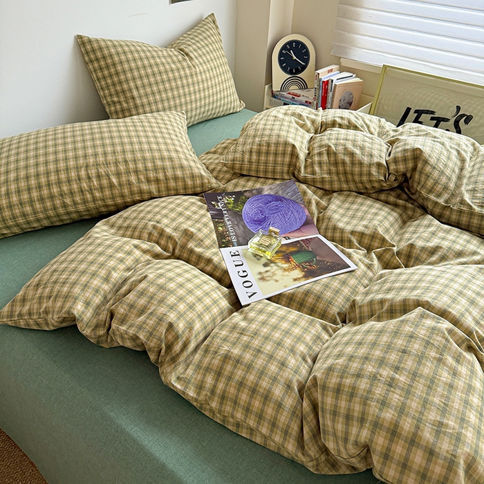 91家纺网 家纺一手货源 找家纺 大柏树 2026新款全棉纯棉水洗棉四件套 浣花绿