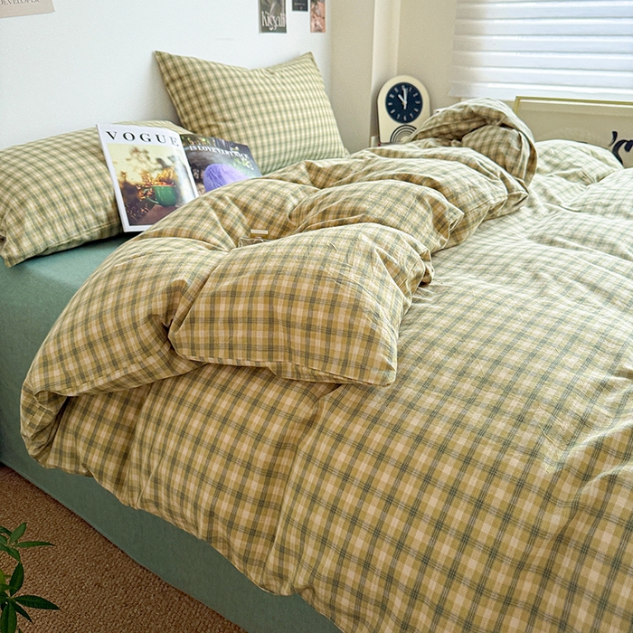 91家纺网 家纺一手货源 找家纺 大柏树 2026新款全棉纯棉水洗棉四件套 浣花绿