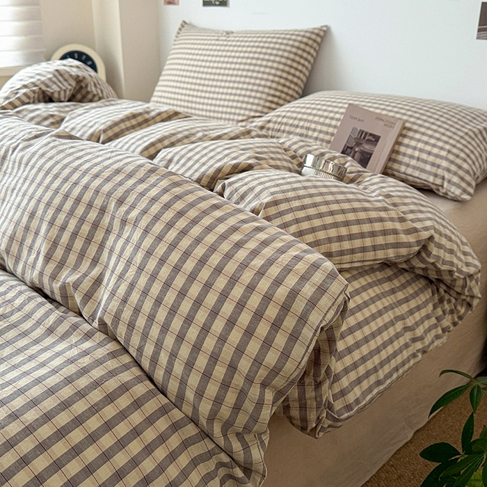 91家纺网 家纺一手货源 找家纺 大柏树 2026新款全棉纯棉水洗棉四件套 朵拉灰