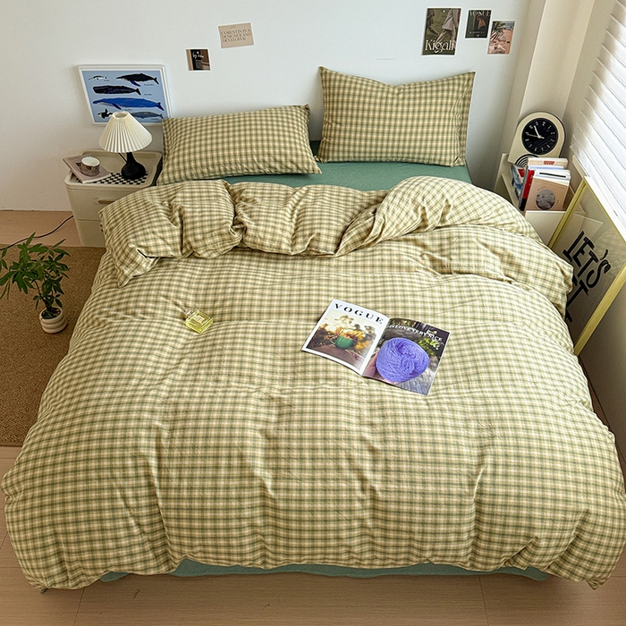 91家纺网 家纺一手货源 找家纺 大柏树 2026新款全棉纯棉水洗棉四件套 浣花绿