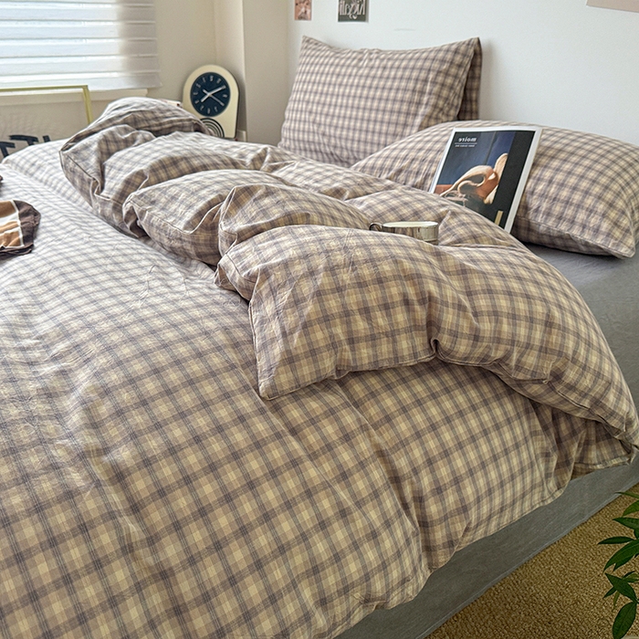 91家纺网 家纺一手货源 找家纺 大柏树 2026新款全棉纯棉水洗棉四件套 浣花灰