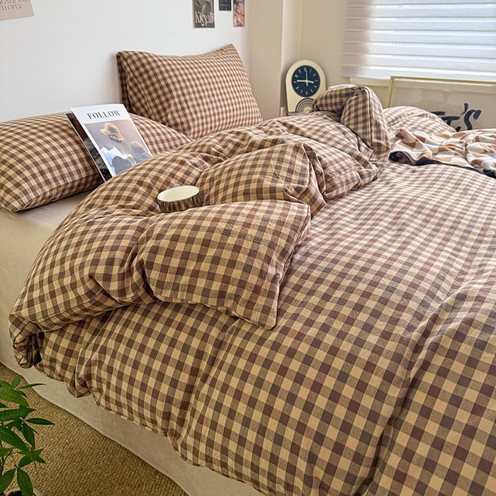 91家纺网 家纺一手货源 找家纺 大柏树 2026新款全棉纯棉水洗棉四件套 巴恩咖