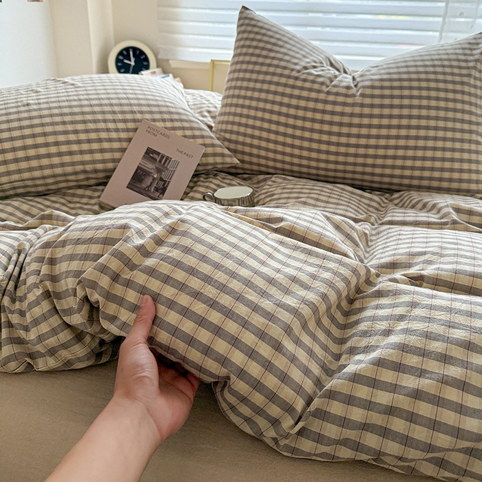 91家纺网 家纺一手货源 找家纺 大柏树 2026新款全棉纯棉水洗棉四件套 朵拉灰