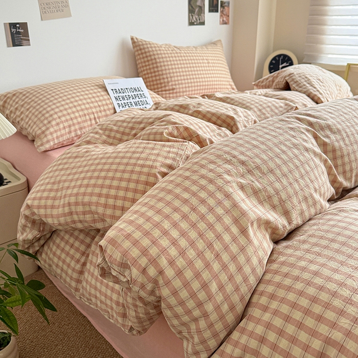 大柏树 2026新款全棉纯棉水洗棉四件套 朵拉粉