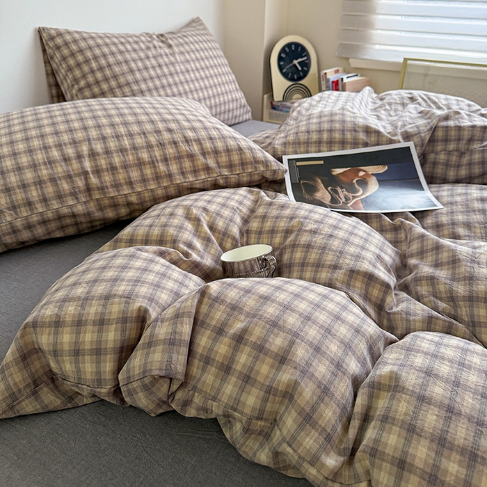 91家纺网 家纺一手货源 找家纺 大柏树 2026新款全棉纯棉水洗棉四件套 浣花灰