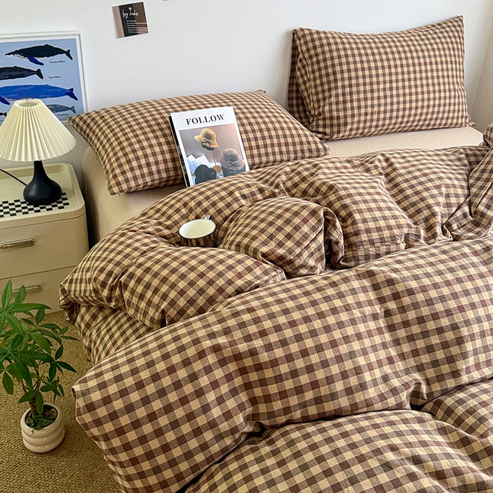 91家纺网 家纺一手货源 找家纺 大柏树 2026新款全棉纯棉水洗棉四件套 巴恩咖